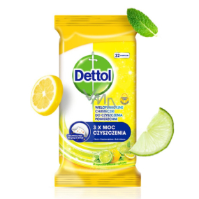 Dettol Lemon & Lime antibakterielle Tücher für Oberflächen von 32 Stück