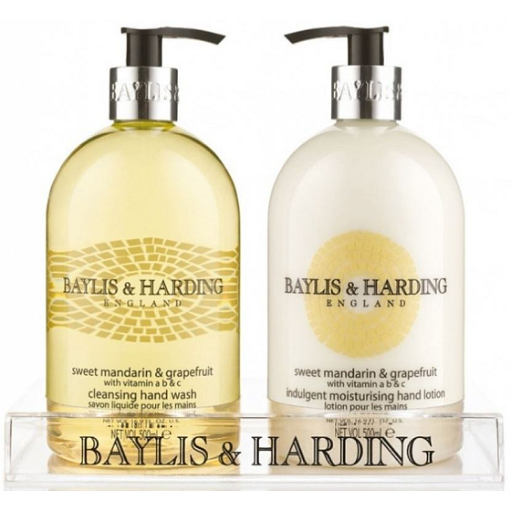 Baylis & Harding Mandarinen- und Grapefruit-Flüssigseifenspender 500 ml + Handmilchspender 500 ml, Kosmetikset