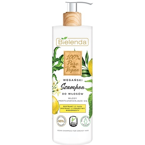 Bielenda 100% reines veganes Yuzu + Brennnessel-Shampoo für normales bis fettiges Haar 400 g