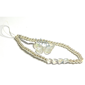 Anti-Verlust-Handy-Anhänger mit Perlen, Schmetterling, Umfang 30 cm Anti-Verlust-Handy-Anhänger mit Perlen, Schmetterling, Umfang 30 cm