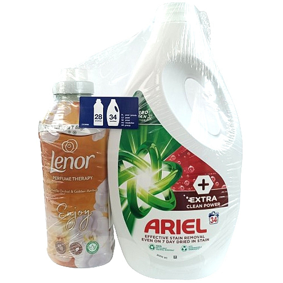 Ariel Extra Clean Power Universal-Waschgel 34 Dosen + Lenor Vanilla Orchid & Golden Amber Weichspüler 28 Dosen, Duopack