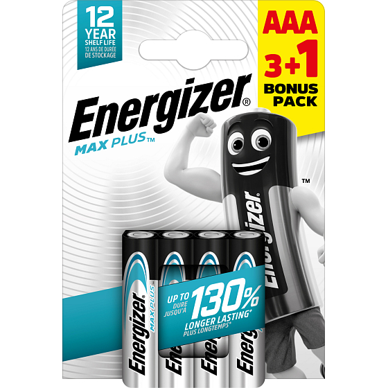 Energizer Batterien Max Plus AAA Micro-Mischbatterien, 3+1 Stk