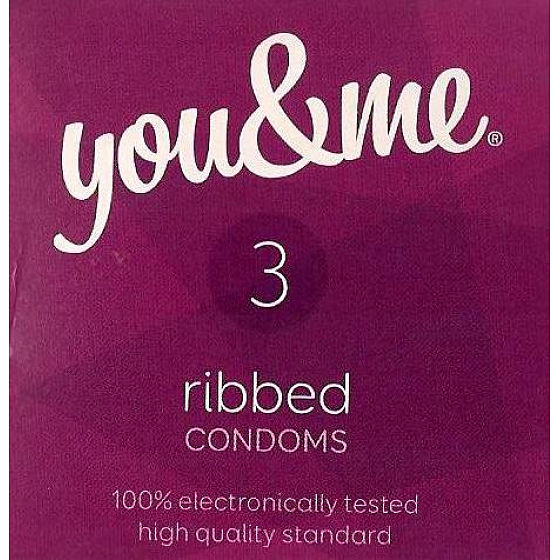 You & Me Ribbed gerändelt geschmiertes Kondom 3 Stück
