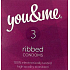 You & Me Ribbed gerändelt geschmiertes Kondom 3 Stück
