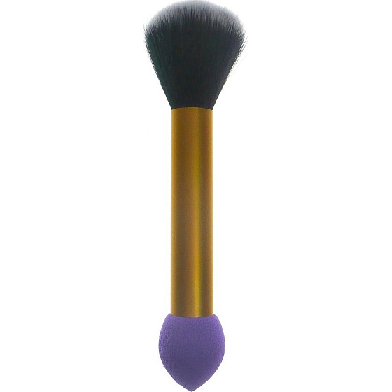 Jiajun Kosmetikpinsel mit synthetischen Borsten und Schaumstoffschwamm beidseitig golden lila 16 cm