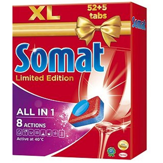 Somat All In 1 8 Actions Tabletten in der Spülmaschine enthalten keine Phosphate, angereichert mit der Stärke von Zitronensäure 52 + 5 Stück