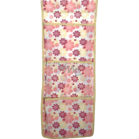 Taschentuch zum Aufhängen von Stoff rosa und gelben Blumen 44 x 17 cm 3 Taschen 667