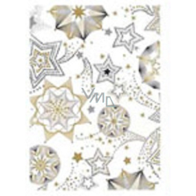 Ditipo Geschenkpapier 70 x 500 cm Weihnachten Weißgold-Schwarz Sterne