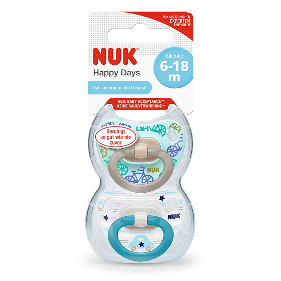 Nuk Classic Happy Days Silikon Tröster 6-18 Monate Box