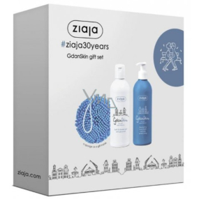 Ziaja GdanSkin Glycerin Duschgel und Badegel 300 ml + aufhellender Körperbalsam 300 ml + Waschschwamm, Kosmetikset