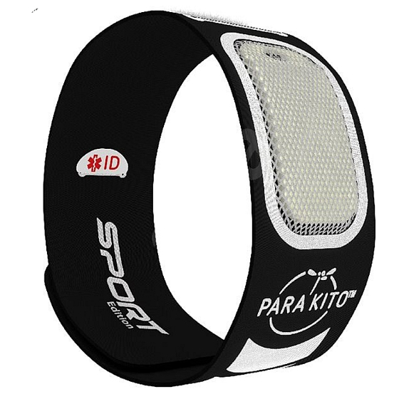 Parakito Repellent Mückenarmband Sport schwarz natürlich, nachfüllbar, wasserdicht, Schutz 24h / Tag - 15 Tage zum Nachfüllen + zwei Nachfüllungen
