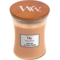 WoodWick Golden Milk - Goldene Milchduftkerze mit Holzdocht und Glasdeckel Medium 275 g
