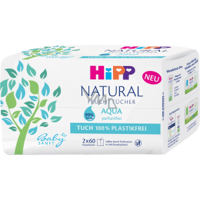 HiPP Babysanft Natural Aqua Reinigungsfeuchttücher ohne Plastik für Kinder 2 x 60 Stück