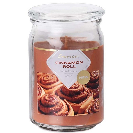 Emocio Cinnamon Roll - Zimtschnecken-Duftkerze Glas mit Glasdeckel 453 g 93 x 142 mm