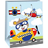 Ditipo Papier Geschenktüte 26,4 x 13,6 x 32,7 cm - Teddybär im Flugzeug