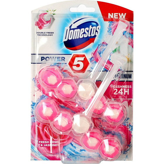 Domestos Power 5 Platin Frische Rose & Jasmin WC-Block 2 x 55 g
