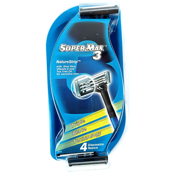 Super-Max 3 Nature Strip 3-Klingen-Einwegrasierer 4 Stück für Männer