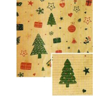 Nekupto Weihnachtsgeschenkpapier 70 x 150 cm Beige, rote Ornamente, Herz
