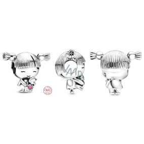 Charme Sterling Silber 925 Kleines Mädchen mit Zöpfen, Perle für Armband, Familie