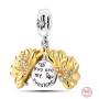 Charms Sterling Silber 925 Blühende Sonnenblume vergoldet mit Aufschrift - You are my sunshine, aufklappbarer Armbandanhänger Liebe