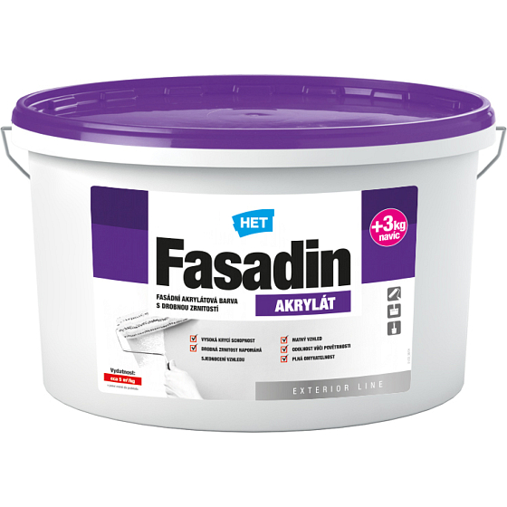 Het Fasadin Fassadenfarbe mit feiner Körnung, weiß, 15 + 3 kg