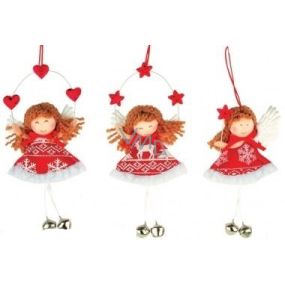 Engel mit rotem und weißem Dekor und Glocke zum Aufhängen von 1 Stück