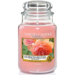Yankee Candle Sun Drenched Apricot Rose - Gestickte Duftkerze mit Aprikosenrose Klassisches großes Glas 623 g