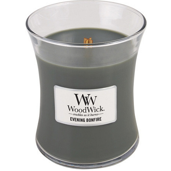 WoodWick Evening Bonfire - Abend am Lagerfeuer Duftkerze mit Holzdocht und Deckel Glas Medium 275 g
