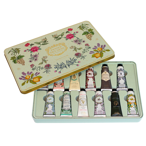 Panier des Sens Extra pflegende Handcreme mit ätherischen Ölen in einer Blechdose 12 x 30 ml, Kosmetikset