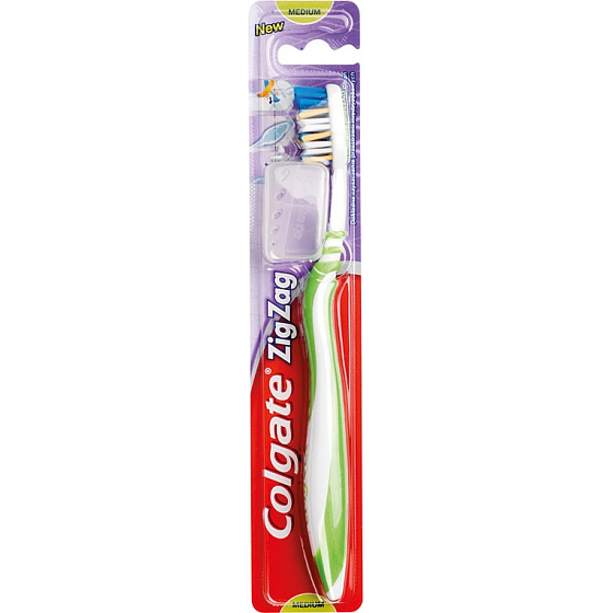Colgate Zig Zag Plus Mittlere mittlere Zahnbürste + Reisekappe 1 Stück