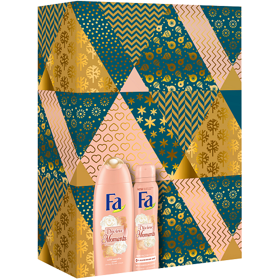 Fa Divine Moments Duschgel Wild Camellia Scent & Silk Extract 250 ml + Deodorant Spray Divine Moments Wild Camellia Scent für Frauen 150 ml, Kosmetikset