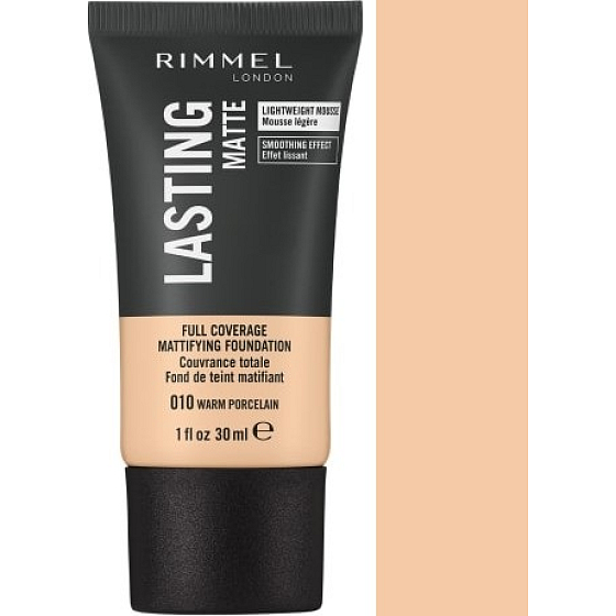 Rimmel London Lasting Matte Foundation Make-up 010 Warm Porcelain 30 ml