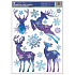 Fensterfolie ohne Kleber Hirsch und blaue Flocken mit Glitzer 37 x 29 cm