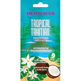 Dermacol Tropical Tahitian feuchtigkeitsspendende Textilmaske mit Kokoswasser und Tiarablütenextrakt 15 ml