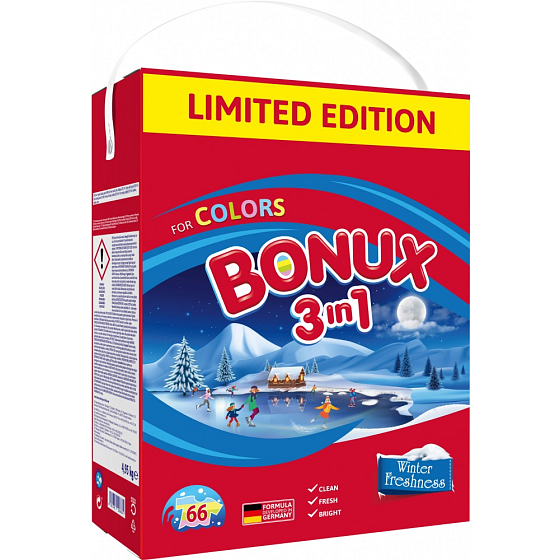 Bonux Color Winterfrische 3in1 Waschpulver für Buntwäsche 66 Dosen 4,95 kg