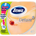 Zewa Deluxe Aqua Tube Kaschmir Pfirsich Eau de Parfum Toilettenpapier 3 Lagen 150 Fetzen 4 Stück, Rolle zum Spülen