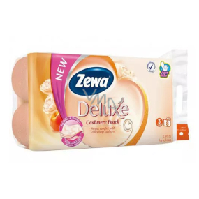 Zewa Deluxe Aqua Tube Cashmere Peach Parfümiertes Toilettenpapier 150 Schnipsel 3lagig 8 Stück, spülbare Rolle