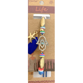 Albi Jewelry Armband gestrickt Hamsa gut, Zufriedenheit, Schutzamulett, Quaste Schutz, Energie 1 Stück verschiedene Farben