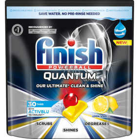 Finish Quantum Ultimate Lemon Geschirrspültabletten, schützt Geschirr und Gläser, sorgt für strahlende Sauberkeit, Glanz 30 Stück