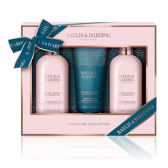 Baylis & Harding Jojoba-, Vanille- & Mandelöl Waschgel 300 ml + Duschcreme 300 ml + Hand- und Körperlotion 200 ml, Kosmetikset für Frauen