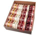 Ditipo Fabric Weihnachtsband mit Draht Dunkelrot mit goldenen Sternen 3 m x 25 mm