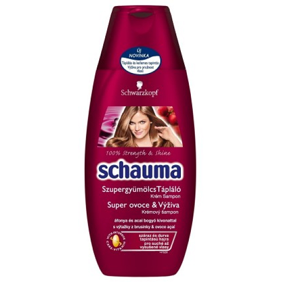 Schauma Super Fruit & Nutrition Shampoo für trockenes Haar pflegt, stellt Glanz wieder her 400 ml