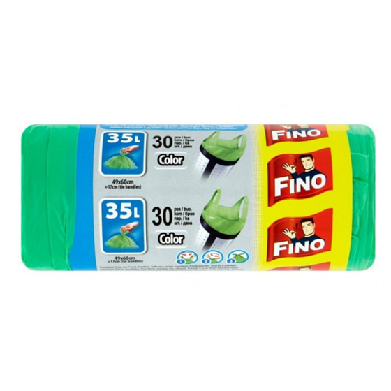 Fino Color Müllsäcke mit Griffen grün 8 µm, 35 Liter, 49 x 60 cm, 30 Stück
