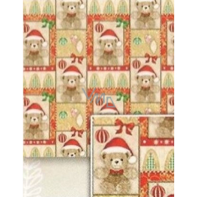 Nekupto Geschenkpapier 70 x 200 cm Weihnachtsgoldener Teddybär, roter Hut