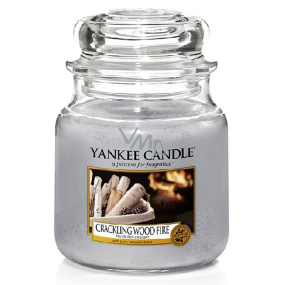 Yankee Candle Crackling Wood Fire - Knisterndes Feuer im Kamin Duftkerze Klassisches mittleres Glas 411 g