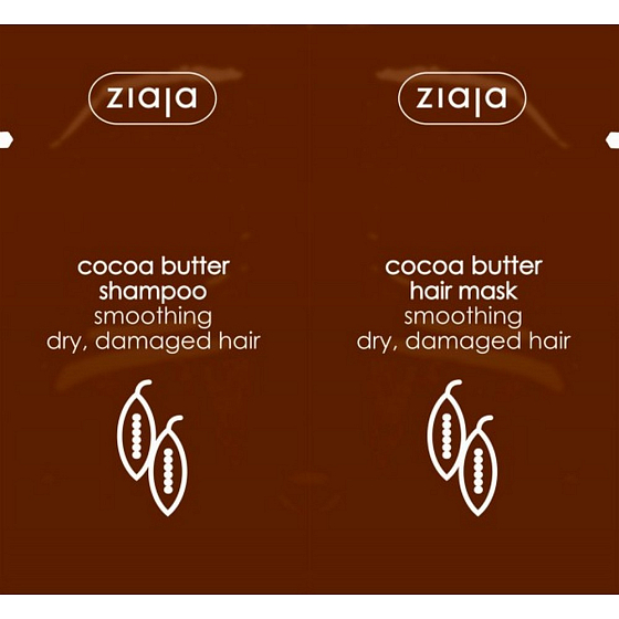 Ziaja Cocoa Butter Glättendes Haarshampoo 7 ml + Glättende Haarmaske 7 ml, Beutel