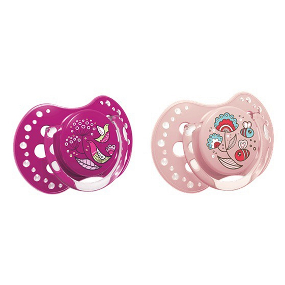 Lovi Folky Silikon dynamische Mädchen Tröster für Kinder 3-6 Monate 2 Stück