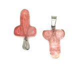 Kristall rosa Penis als Glücksbringer, Anhänger handgeschliffen ca. 11 x 22 mm, Steinchen