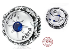 Charme Sterling Silber 925 Sternzeichen, Zirkonia Waage, Perle für Armband