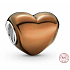 Charme Sterling Silber 925 Metallic braun Herz, Perle für Armband, Liebe